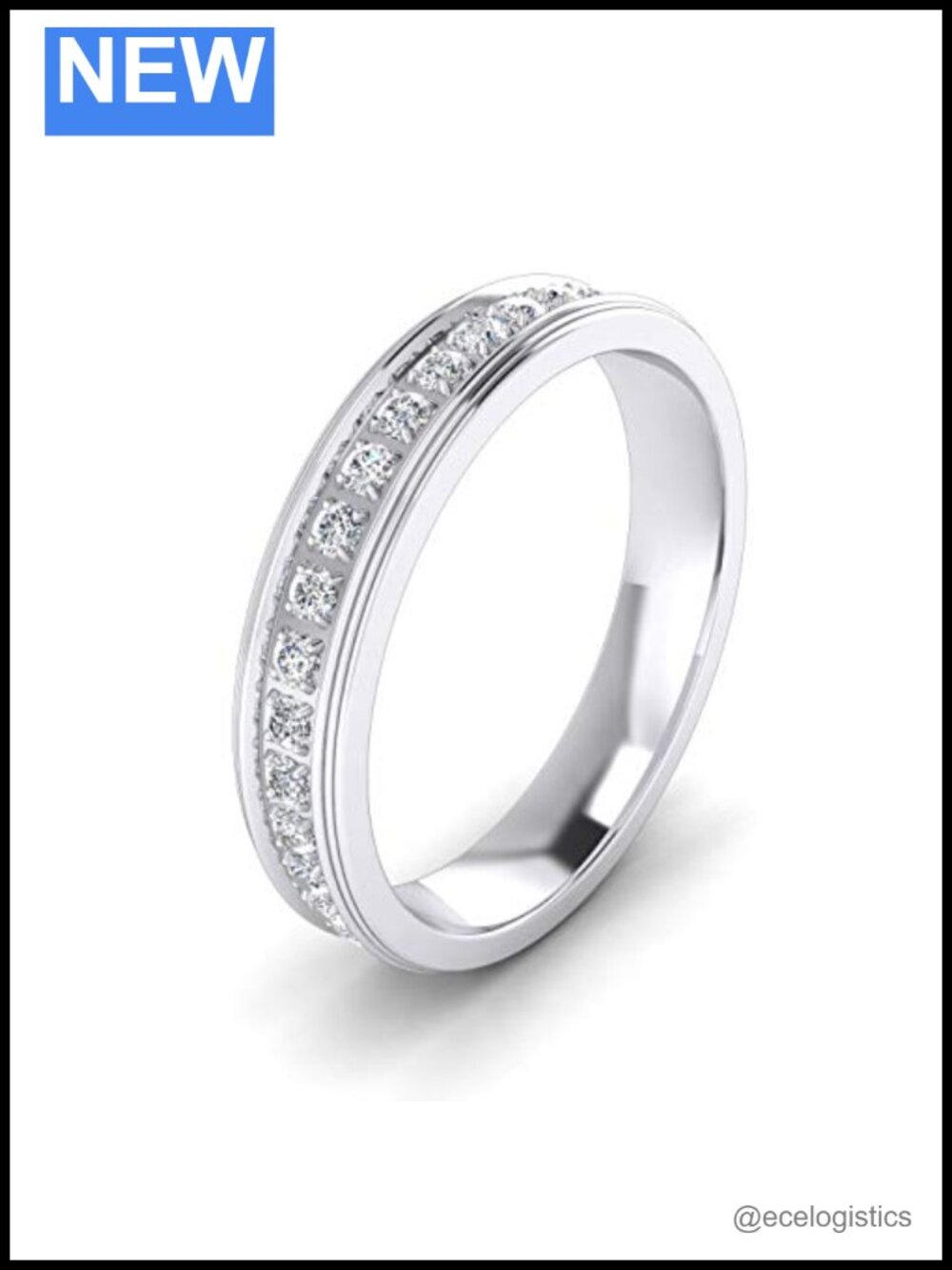 Sterling Silver 4mm Simulated Diamond Eternity Ring Wedding Band